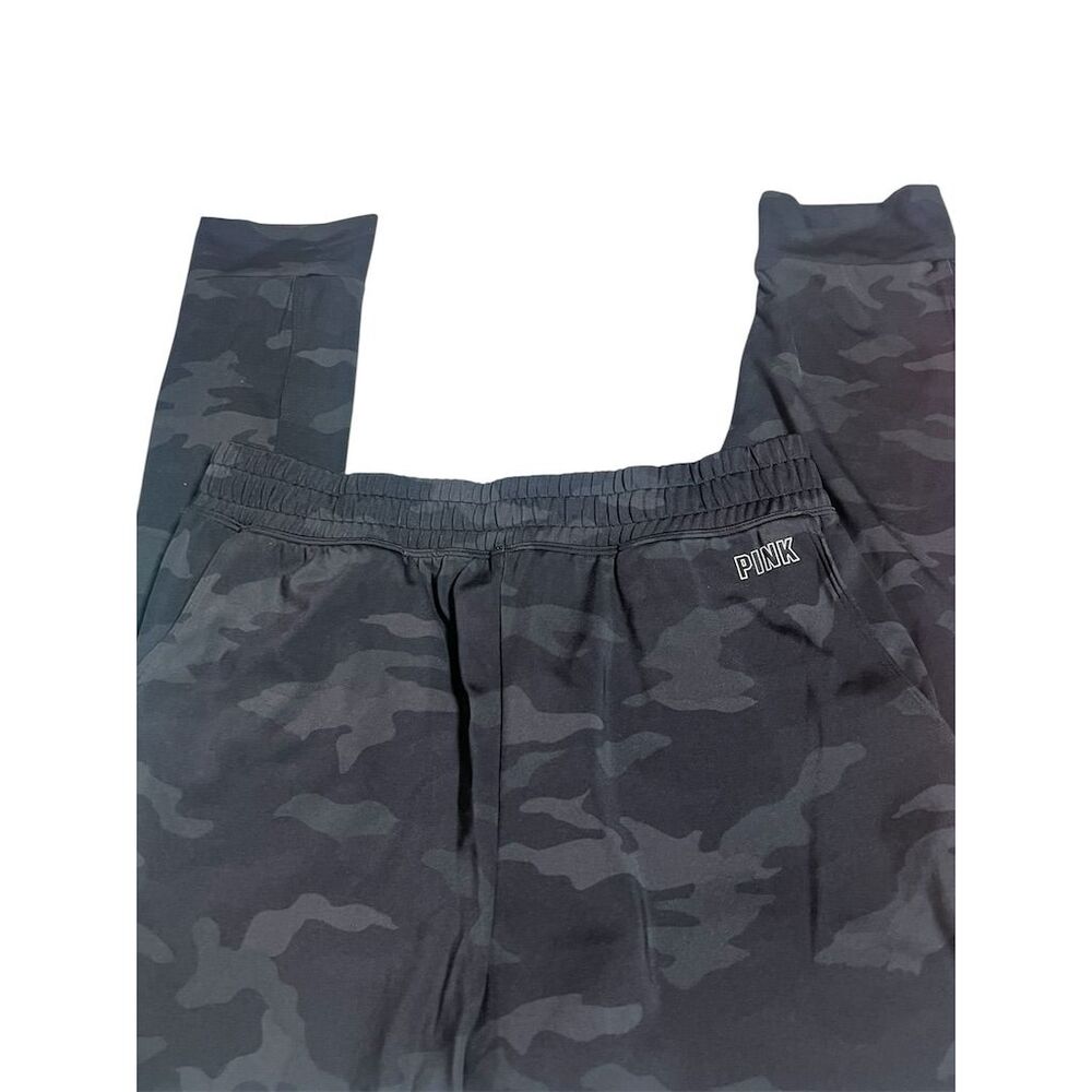 PINK Black Spandex Camo Joggers Size L with Pockets - Picture 5 of 7